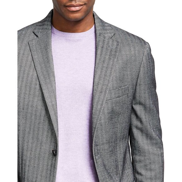 Lauren Ralph Lauren Mens Classic-Fit Herringbone Sport Coat Black/Grey 43Reg New - Picture 2 of 3